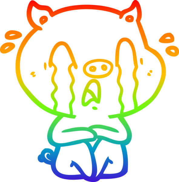 gökkuşağı gradyan çizimi bir insan tarafından çizilmiş ağlayan domuz çizgi filmi