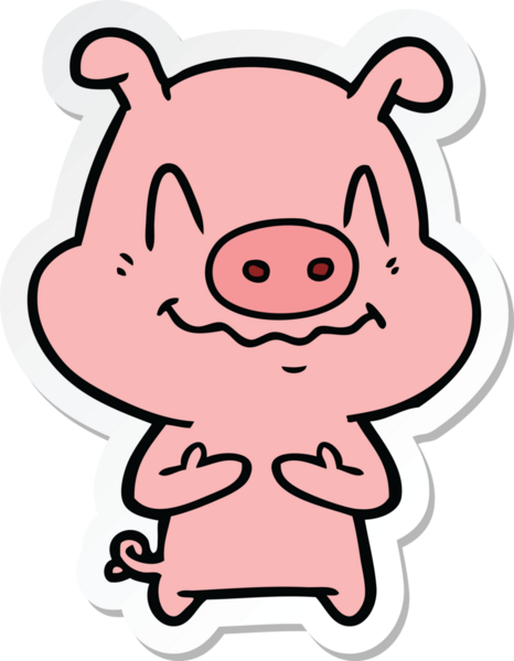 Bir insan tarafından çizilmiş sinirli bir domuzun çıkartması.