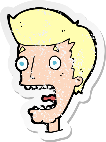 Bir insanın çizdiği korku dolu bir karikatürün gerilimli çıkartması.