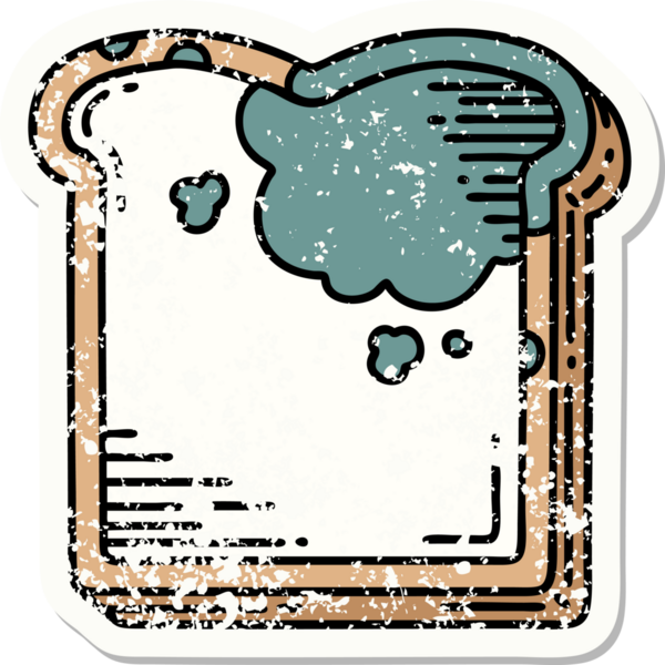 Bir insan tarafından çizilmiş küflü ekmeğin geleneksel stiliyle dövmesi.