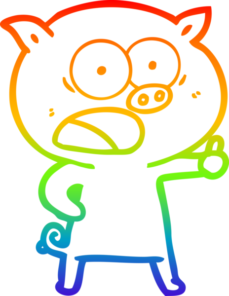 Gökkuşağı gradyan çizimi Bir insan tarafından çizilen bağıran domuz çizgi filmi