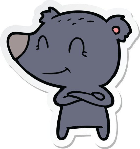 Bir insan tarafından çizilmiş gülümseyen ayı çizgi filminin çıkartması.