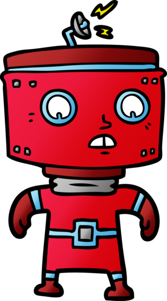 Bir insan tarafından çizilmiş çizgi film robotu