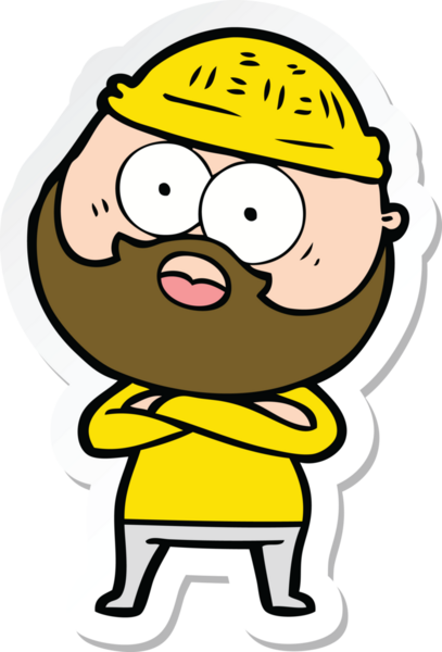 Karikatür çıkartması. Bir insan tarafından çizilmiş sakallı adamı şaşırttı.