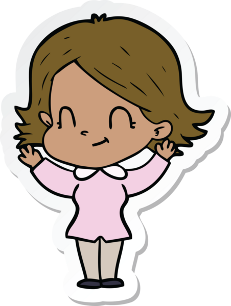 Bir insan tarafından çizilmiş, karikatür dostu bir kızın çıkartması.