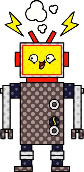 bir insan tarafından çizilmiş bir robotun çizgi roman tarzı