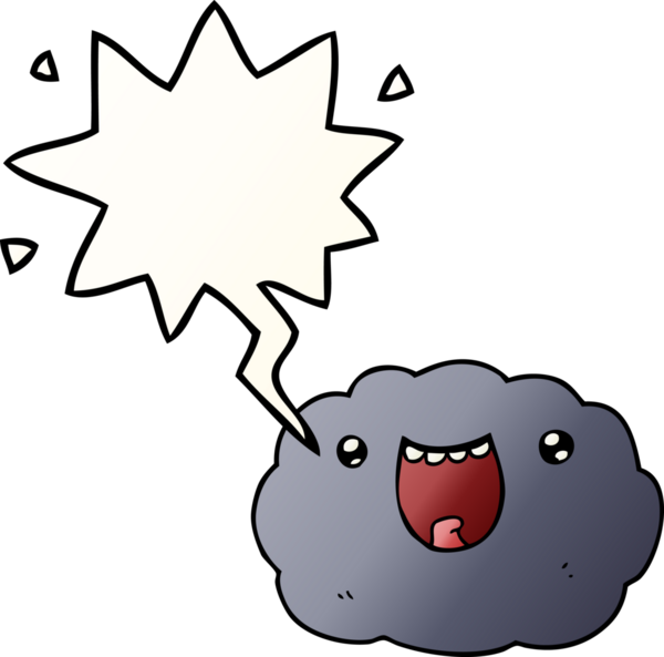 bir insan tarafından çizilmiş yumuşak eğimli konuşma baloncuğu ile çizgi film mutlu bulut