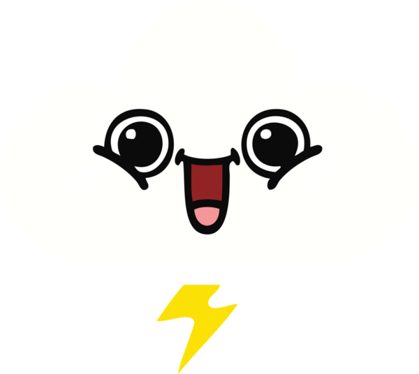 Bir insan tarafından çizilmiş bir fırtına bulutunun düz renkli retro karikatürü