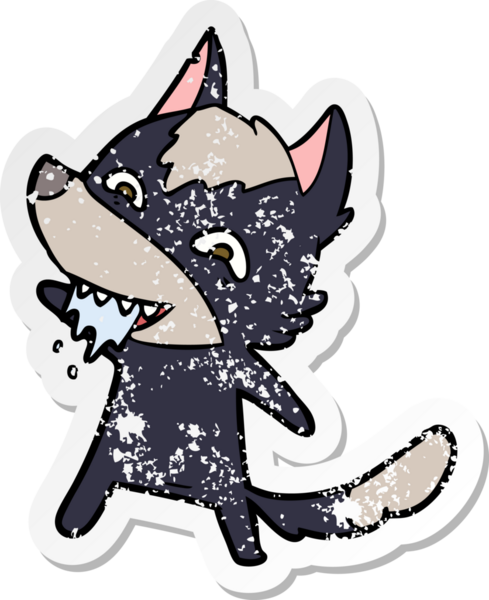 Bir insan tarafından çizilmiş aç bir kurdun sıkıntılı çıkartması.