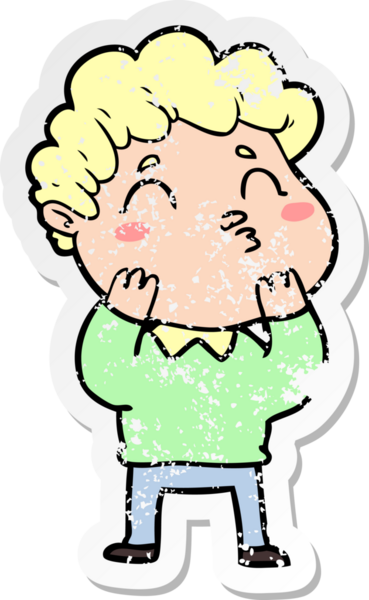 Bir insan tarafından çizilmiş karikatür adamın sıkıntılı çıkartması.