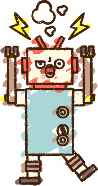 Bir insan tarafından çizilen robot tebeşiri.