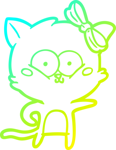 Bir insan tarafından çizilen çizgi film kedisinin soğuk gradyan çizgisi.