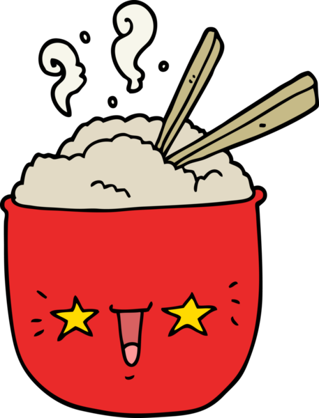 Bir insan tarafından çizilmiş karikatür pirinç kasesi