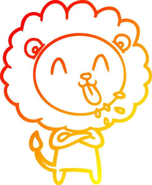 Bir insan tarafından çizilmiş mutlu çizgi film aslanının sıcak çizgi çizimi