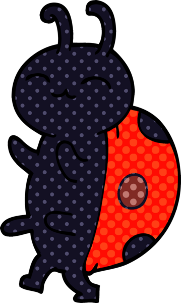 Bir insan tarafından çizilmiş sevimli karikatür uğur böceği.