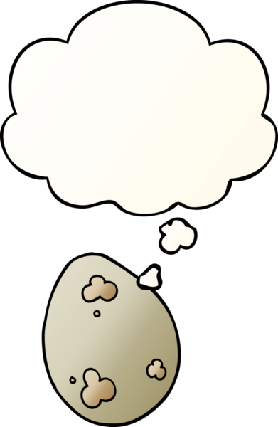 Düşünce baloncuklu çizgi film yumurtası bir insan tarafından çizilmiş.