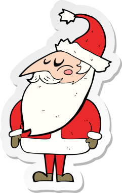 Bir insan tarafından çizilmiş Noel Baba çizgi filminin çıkartması.