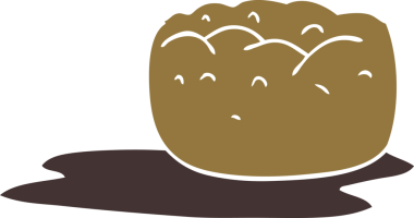 Çizgi film karalaması Yorkshire pudingi ve sosu bir insan tarafından çizilmiş.