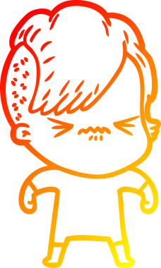 Bir insan tarafından çizilmiş, kızgın bir hipster kızın çizgi çizimi.