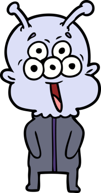 Bir insan tarafından çizilmiş mutlu bir uzaylı çizgi filmi.