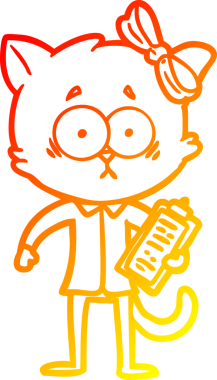 Bir insan tarafından çizilmiş çizgi film kedisinin sıcak çizgi çizimi