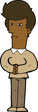 Bir insan tarafından çizilmiş gözlerini daraltan çizgi film adamı.