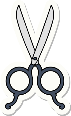 Bir insan tarafından çizilmiş geleneksel bir berber makas stili dövme çıkartması.