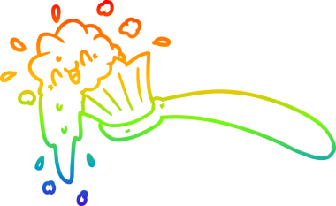 Bir insan tarafından çizilmiş diş fırçası ve diş macunu çizimi.