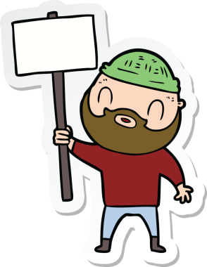 Bir insan tarafından çizilmiş sakallı bir adamın çıkartması.