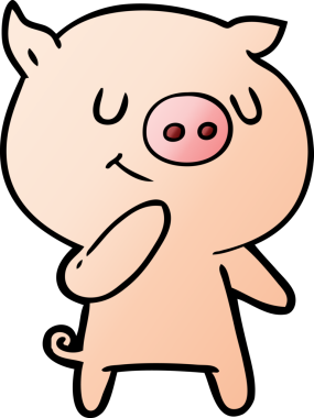 Bir insan tarafından çizilmiş mutlu çizgi film domuzu.