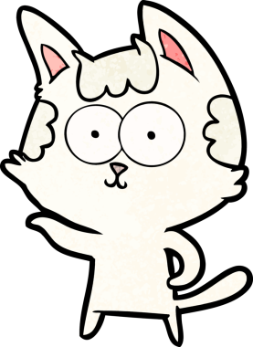 Bir insan tarafından çizilmiş mutlu çizgi film kedisi.