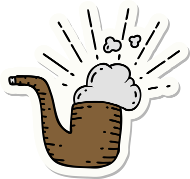 Bir insan tarafından çizilmiş dövme stili sigara piposu.