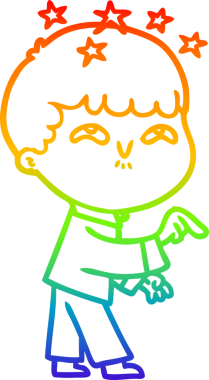 gökkuşağının gradyan çizimi bir çizgi film karakteri tarafından çizilmiş.