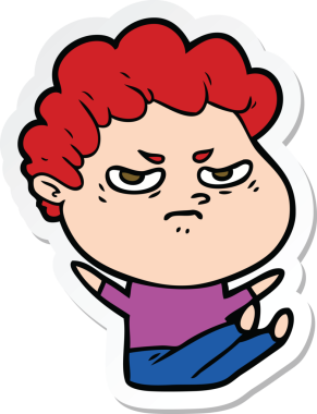 Bir insan tarafından çizilmiş kızgın bir adamın çıkartması.