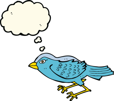 Bir insan tarafından çizilmiş düşünce baloncuklu bahçe kuşu.