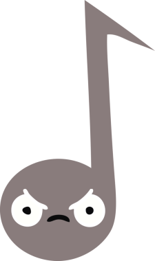 Bir insan tarafından çizilmiş bir notanın düz renkli retro karikatürü