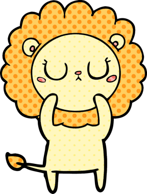 Bir insan tarafından çizilmiş çizgi film aslanı.