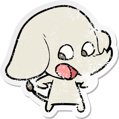 Bir insan tarafından çizilmiş şirin bir filin sıkıntılı çıkartması