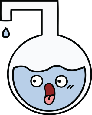 Bir insan tarafından çizilmiş bilimsel bir deneyin sevimli karikatürü.