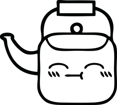 Bir insan tarafından çizilmiş bir çaydanlığın çizgi çizimi