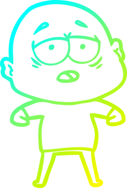 Bir insan tarafından çizilmiş, yorgun, kel bir adamın çizdiği soğuk çizgi.