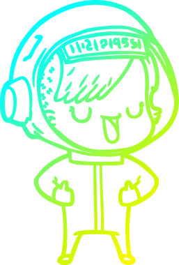 Bir insan tarafından çizilmiş soğuk gradyan çizgili astronot kadın çizimi.