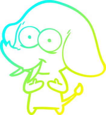 Bir insan tarafından çizilmiş mutlu bir filin soğuk gradyan çizgisi.