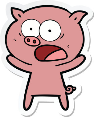 Bir insan tarafından çizilmiş domuz çizgi filmi etiketi.