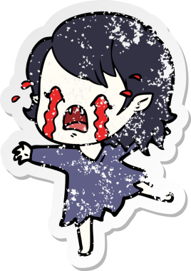 Bir insan tarafından çizilmiş ağlayan vampir bir karikatür çıkartması.