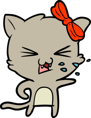 Bir insan tarafından çizilmiş çizgi film kedisi.