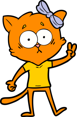 Bir insan tarafından çizilmiş çizgi film kedisi.