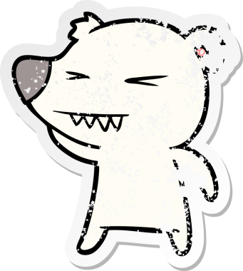 Kızgın bir kutup ayısı karikatürü bir insan tarafından çizilmiş.