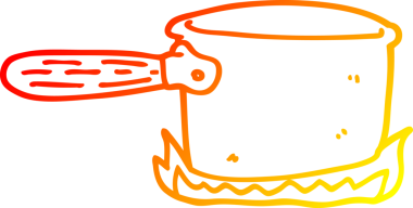 Bir insan tarafından çizilmiş karikatür yemek tavasının sıcak gradyan çizimi