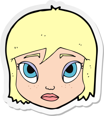 Bir insan tarafından çizilmiş karikatür kadın yüzü çıkartması.